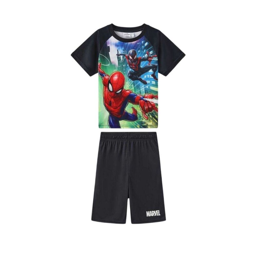 Spider-Man Childrens/Kids Crew Neck Short-Sleeved T-Shirt & Shorts Set / Black